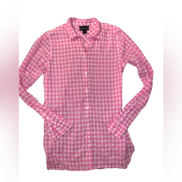 J Crew Gingham Pink/white pattern, Cotton Shirt size 8Tall - Picture 7 of 13